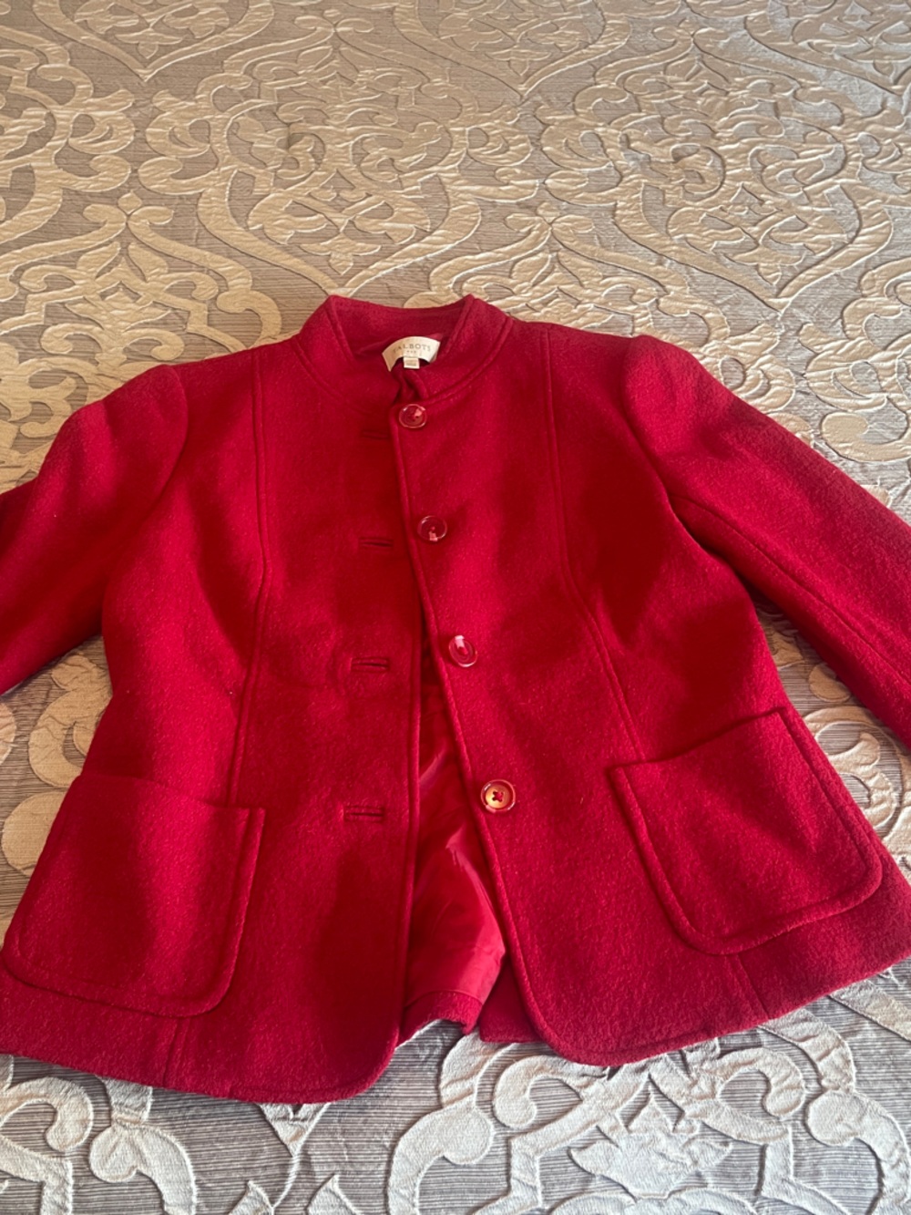 Talbots Girls' Scarlet Red Pea Coat